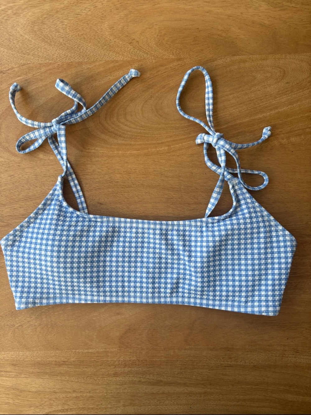 Aeropostale Blue and White Gingham Bikini Top
